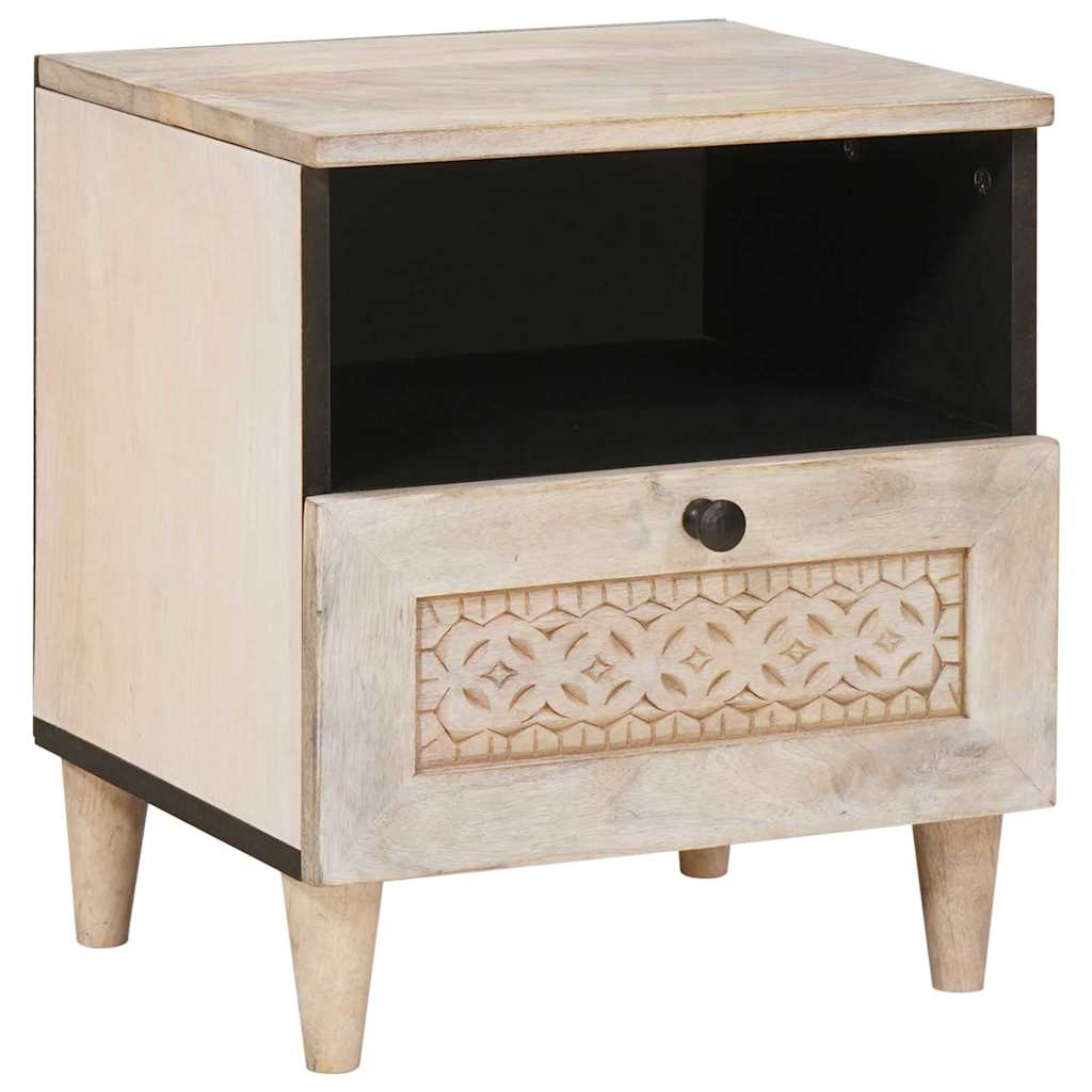 vidaXL Nachtkastje 2 pcs Beige 40 x 33 x 46 cm massief mangohout