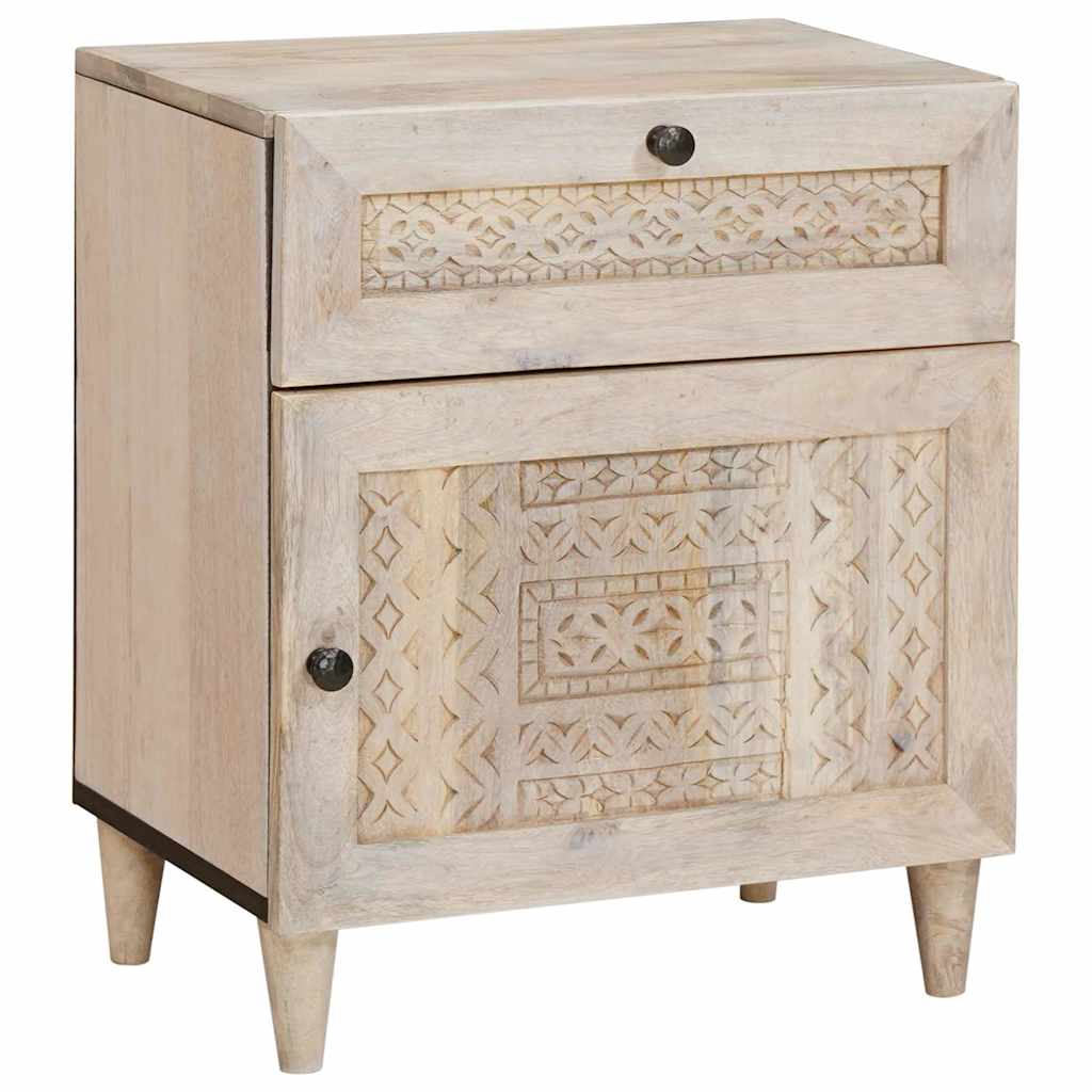 vidaXL Noptieră cu sertar Bej 50 x 33 x 60 cm Lemn masiv de mango