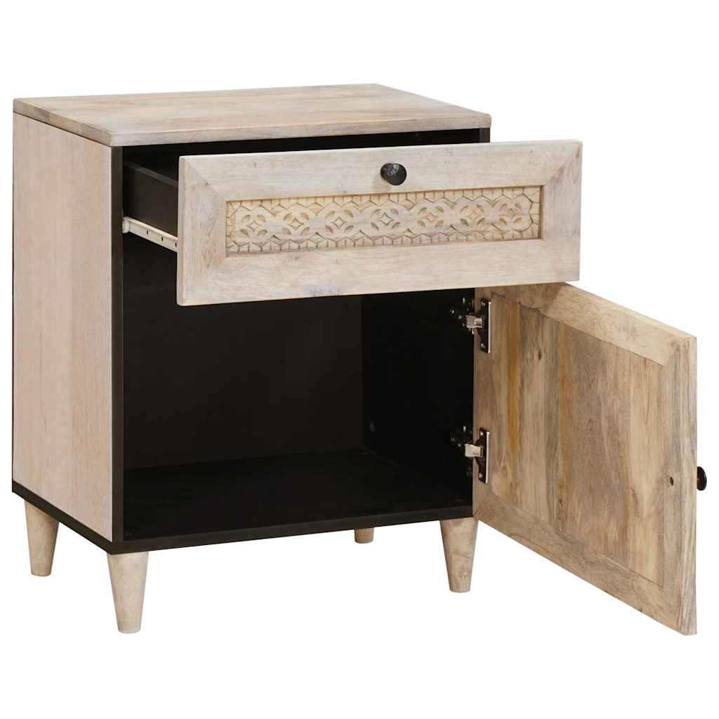vidaXL Nachtkastje met lade Beige 50 x 33 x 60 cm massief mangohout
