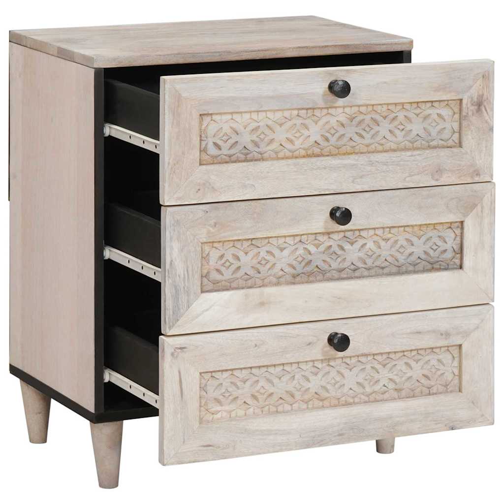 vidaXL Nachtkastje met lade Beige 50 x 33 x 60 cm massief mangohout