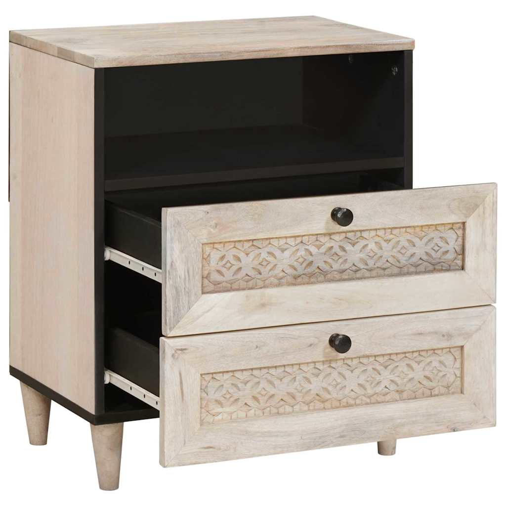 vidaXL Nachtkastje met lade Beige 50 x 33 x 60 cm massief mangohout