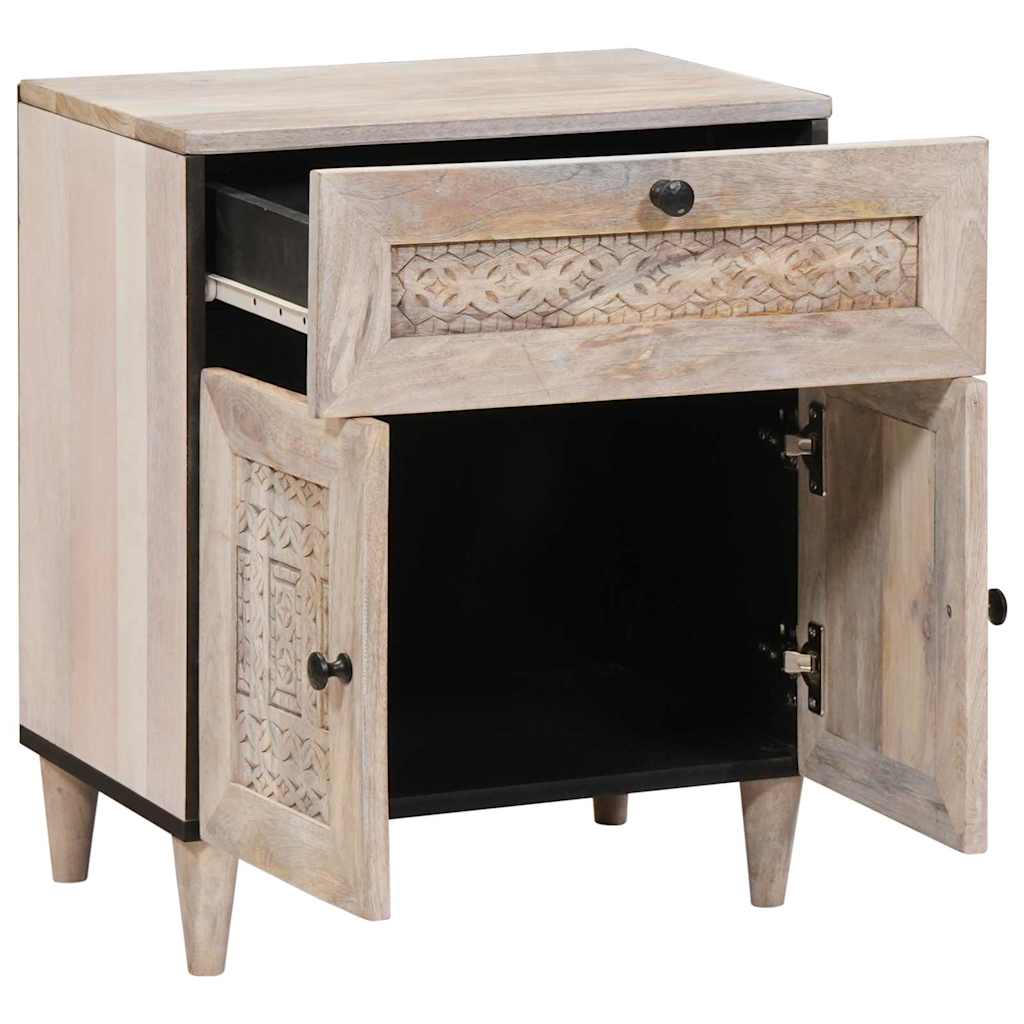 vidaXL Nachtkastje met lade Beige 50 x 33 x 60 cm massief mangohout