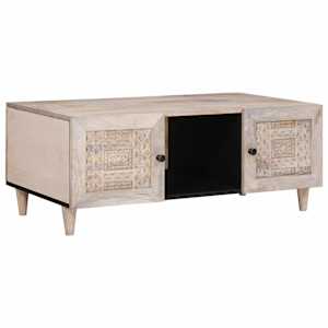 vidaXL Kohvilaud Valgendatud Valge 100 x 54 x 40 cm Tugev mango puu