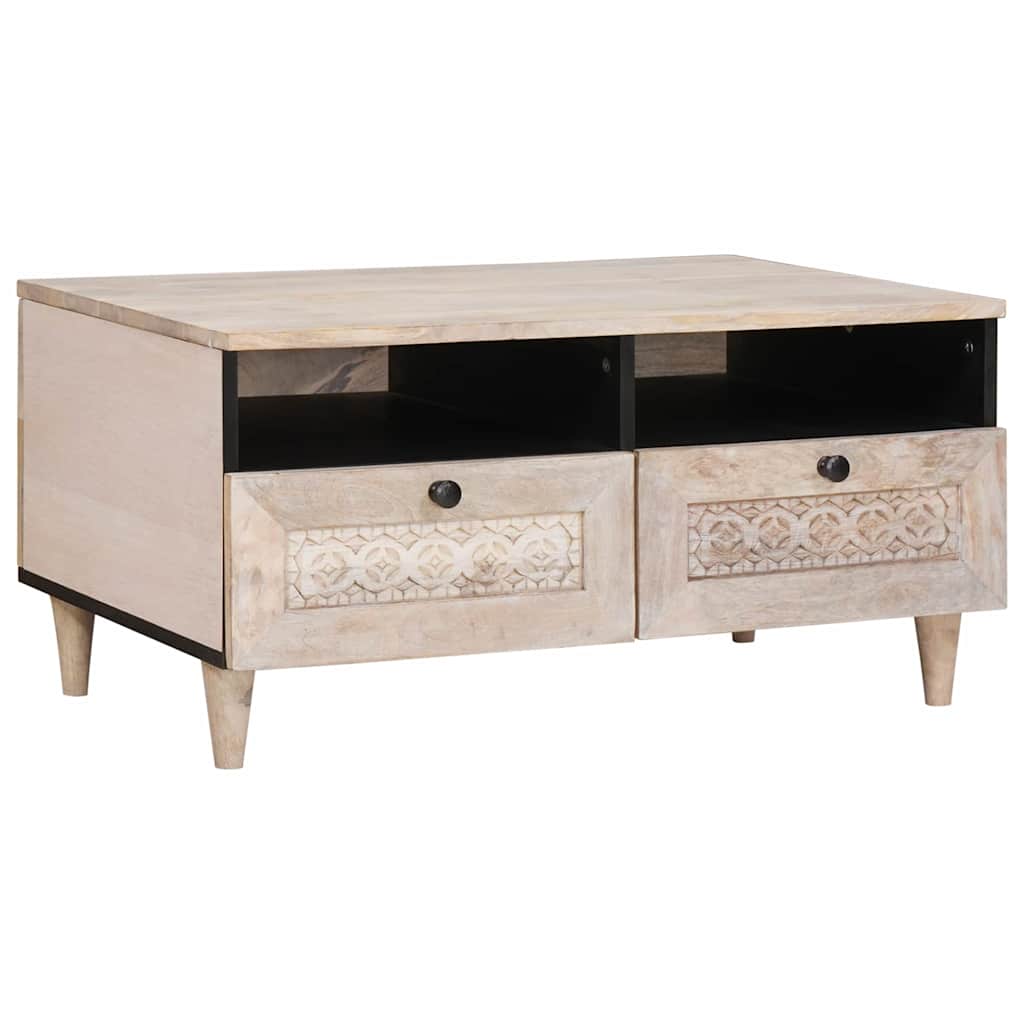 vidaXL Masă de cafea cu sertar Alb 80 x 54 x 40 cm Lemn masiv de mango