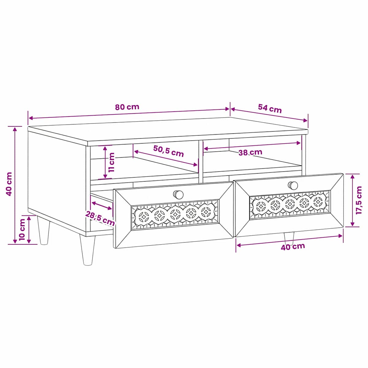 Sofabord Bleg 80 x 54 x 40 cm Massivt mangotræ - Billede 11