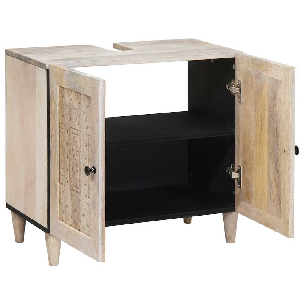 vidaXL Dulap de Baie Pe perete Alb 62 x 33 x 58 cm Lemn solid de mango