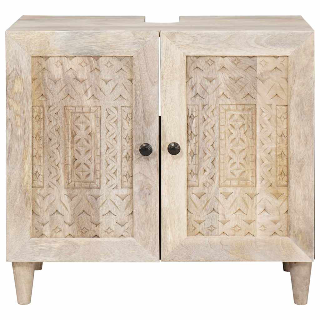 vidaXL Badkamer Kast met opslag Wit 62 x 33 x 58 cm Massief Mango Hout
