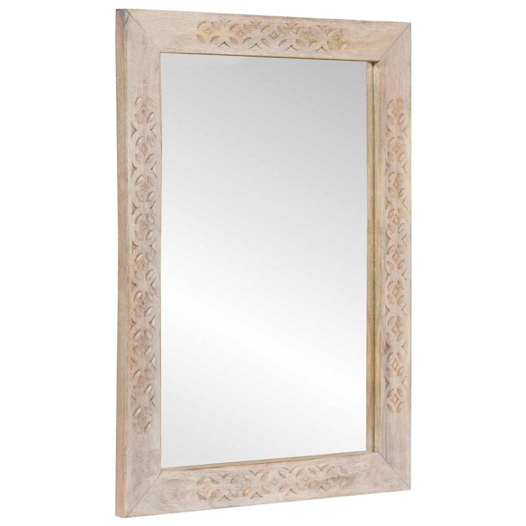 vidaXL Oglindă cu oglindă Alb 57 x 70 x 3 cm Lemn masiv de mango