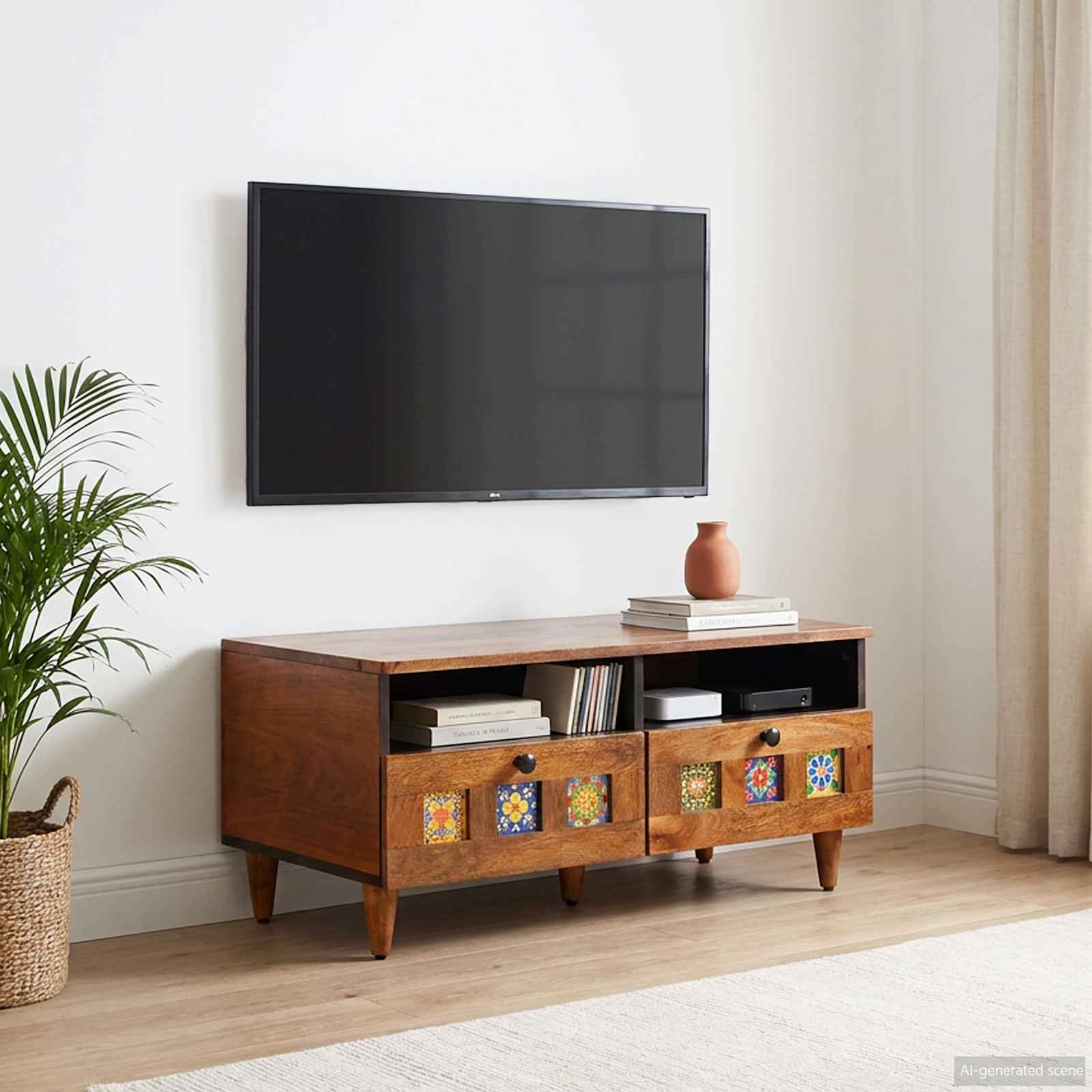 vidaXL Cabinet TV cu sertar castan 70 x 33 x 46 cm Lemn de mango solid