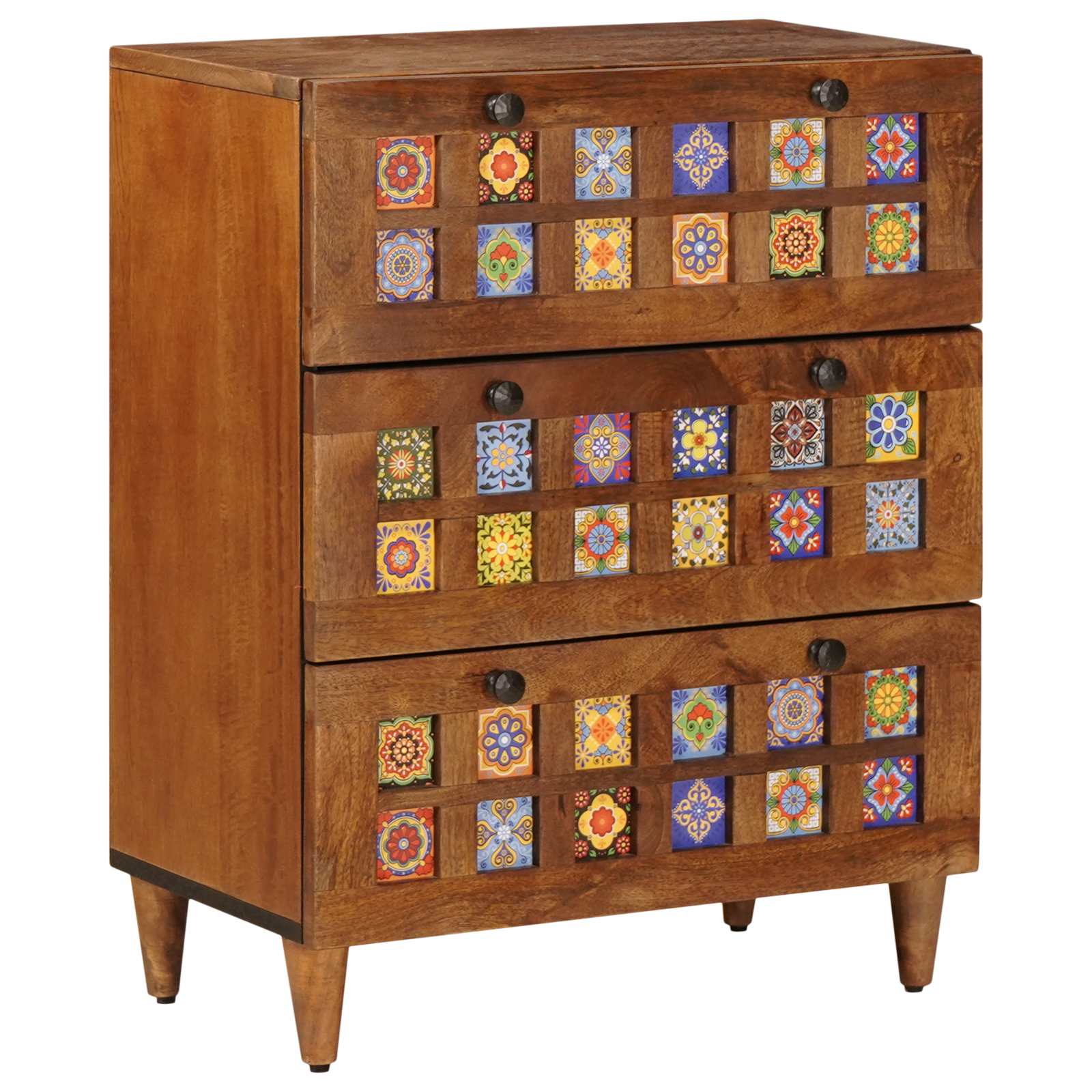 vidaXL Sideboard Walnuss 60 x 33,5 x 75 cm Massivholz Mango