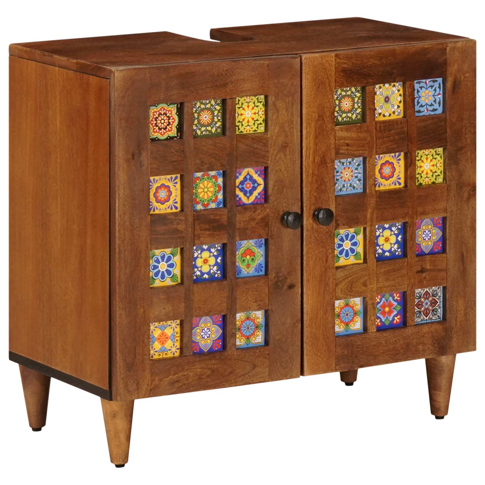 vidaXL Waschbeckenschrank mit Speicher mit Tür Walnuss 62 x 33 x 58 cm