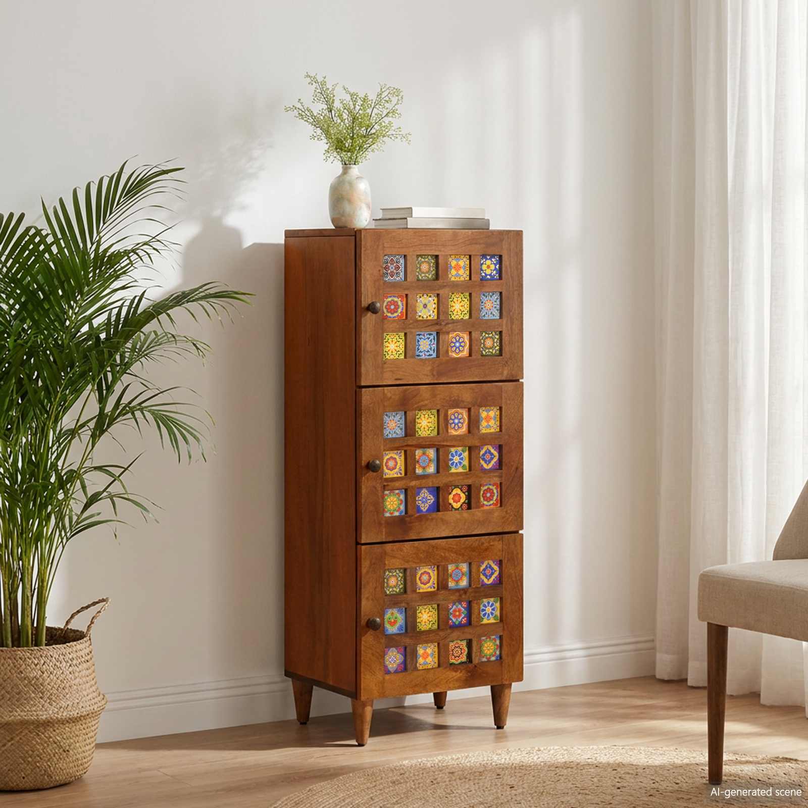 vidaXL Bufet cu depozitare castan 40 x 33 x 110 cm Lemn de mango solid