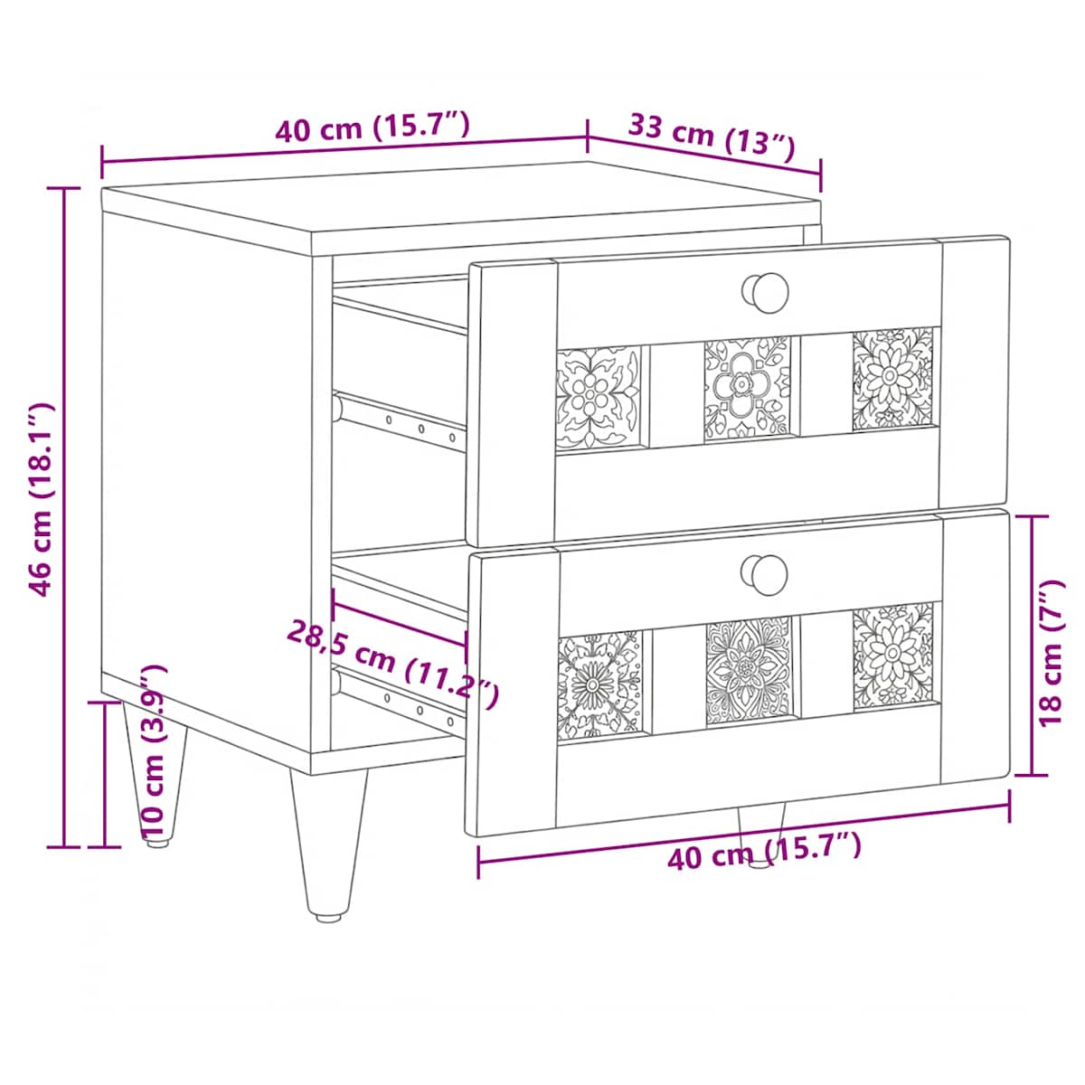 Natskab 40 x 33 x 46 cm Massivt mangotræ - Billede 11