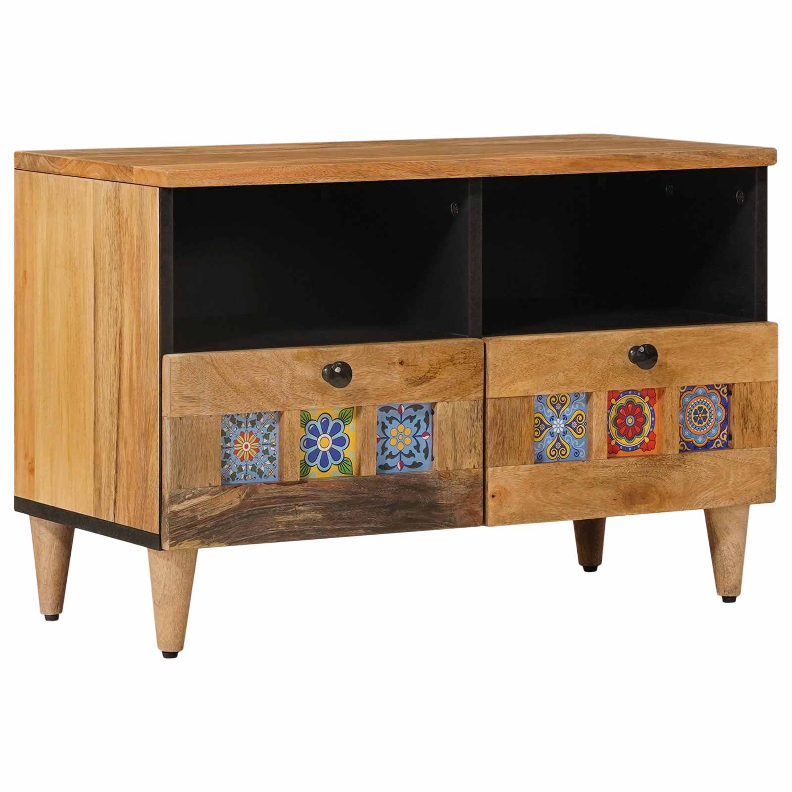 vidaXL TV-Schränk mit Regal Natur 70 x 33 x 46 cm Massivholz Mango