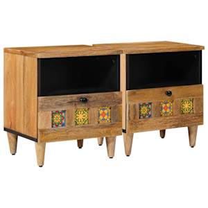 Nočna omarica 2 pcs Naravna 40 x 33 x 46 cm Masiven les manga