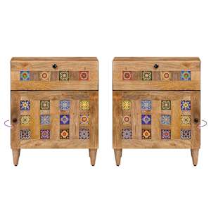 Noční skříňka Přírodní 50 x 33 x 60 cm Masivní mangové dřevo - obrázek 10