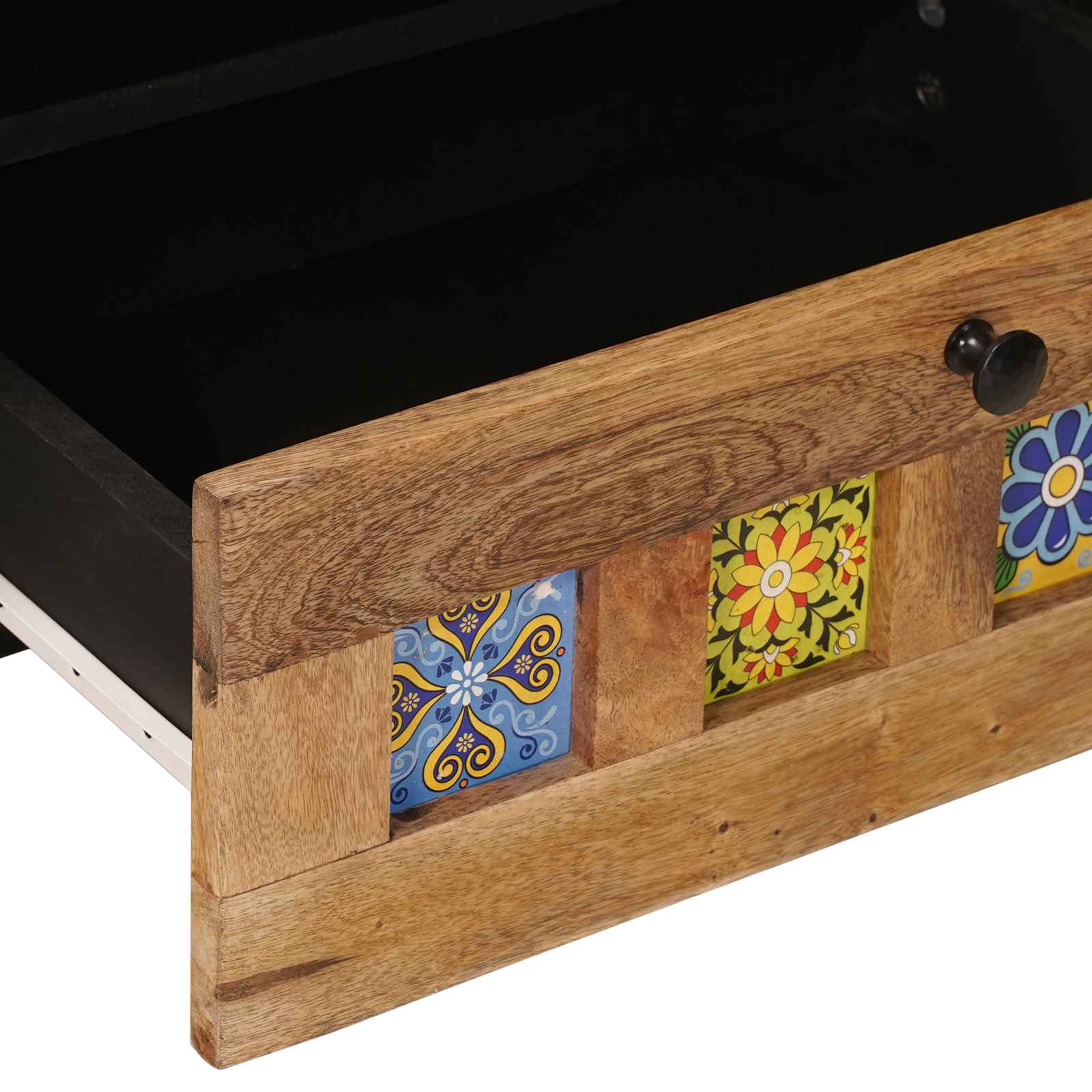 TV-kaappi Luonnollinen 80 x 33,5 x 46 cm Kiinteä mango puu - Image 7