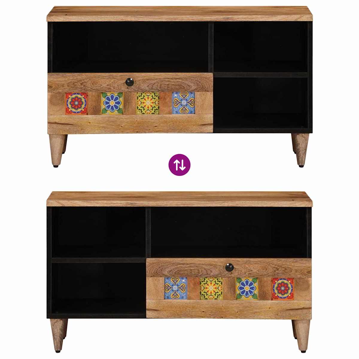 TV-skab med skuffe 80 x 33 x 46 cm Massivt mangotræ - Billede 10