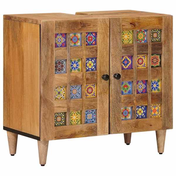 vidaXL Vannitoa kraanikausi kapp uksega Neutraalne 62 x 33 x 58 cm