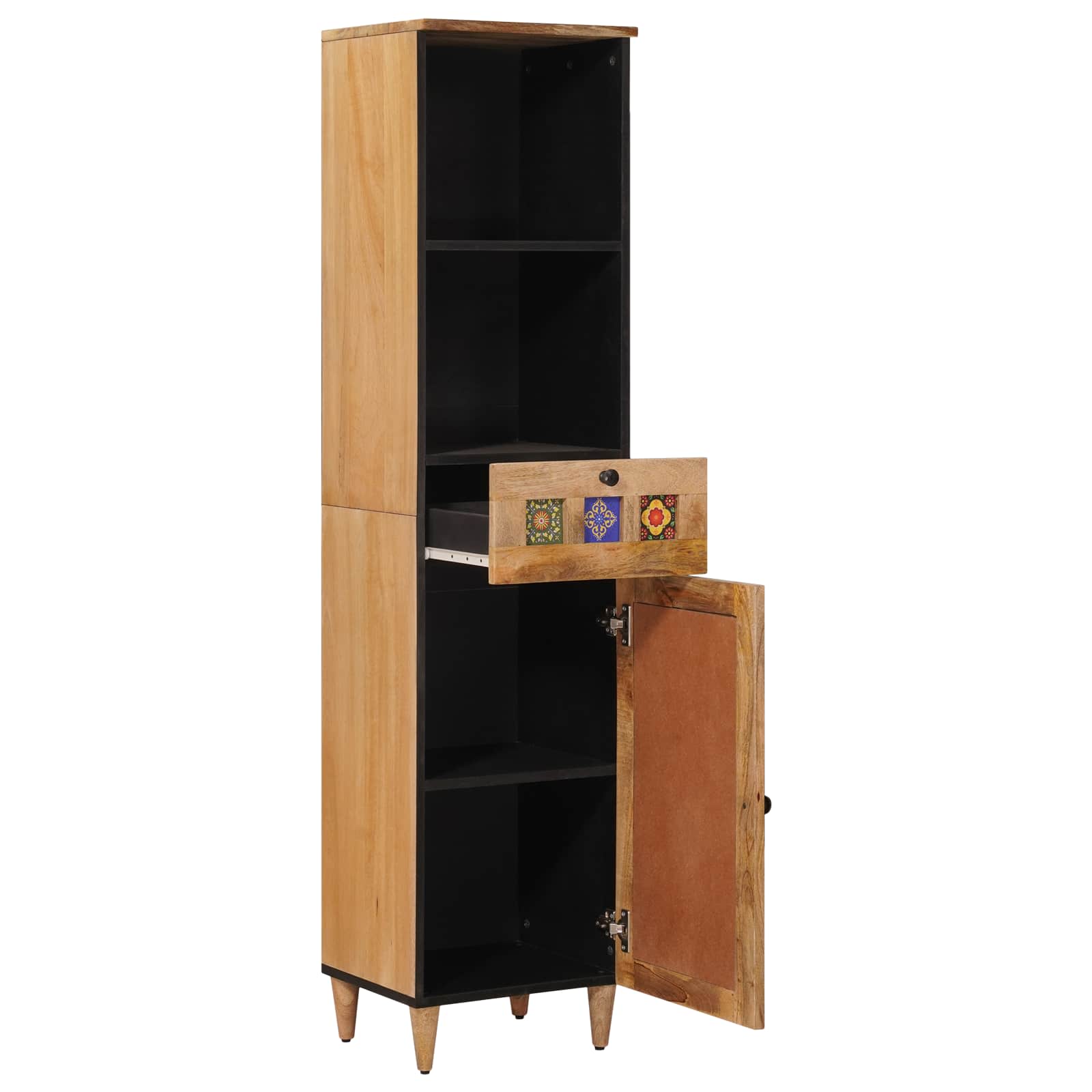 Kylpyhuonekaappi laatikon kanssa Luonnollinen 38 x 33 x 160 cm - Image 2