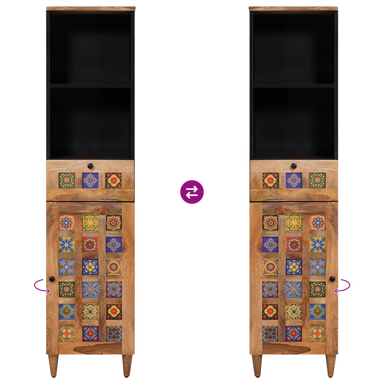 Kylpyhuonekaappi laatikon kanssa Luonnollinen 38 x 33 x 160 cm - Image 9