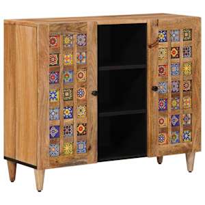 Strani šal s polico Naravna 90 x 33,5 x 75 cm Masiven les manga