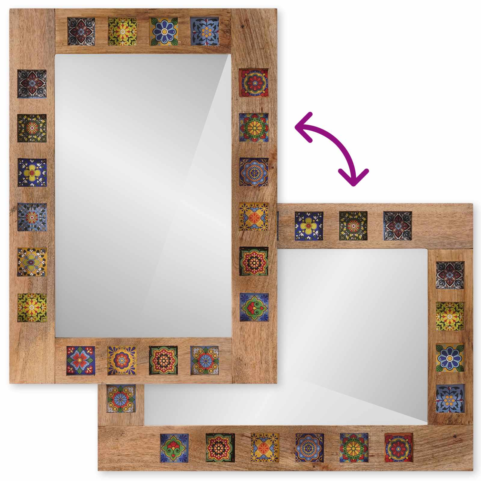 Badkamer Spiegel Naturel 50 x 70 x 3 cm Massief Mango Hout image 8