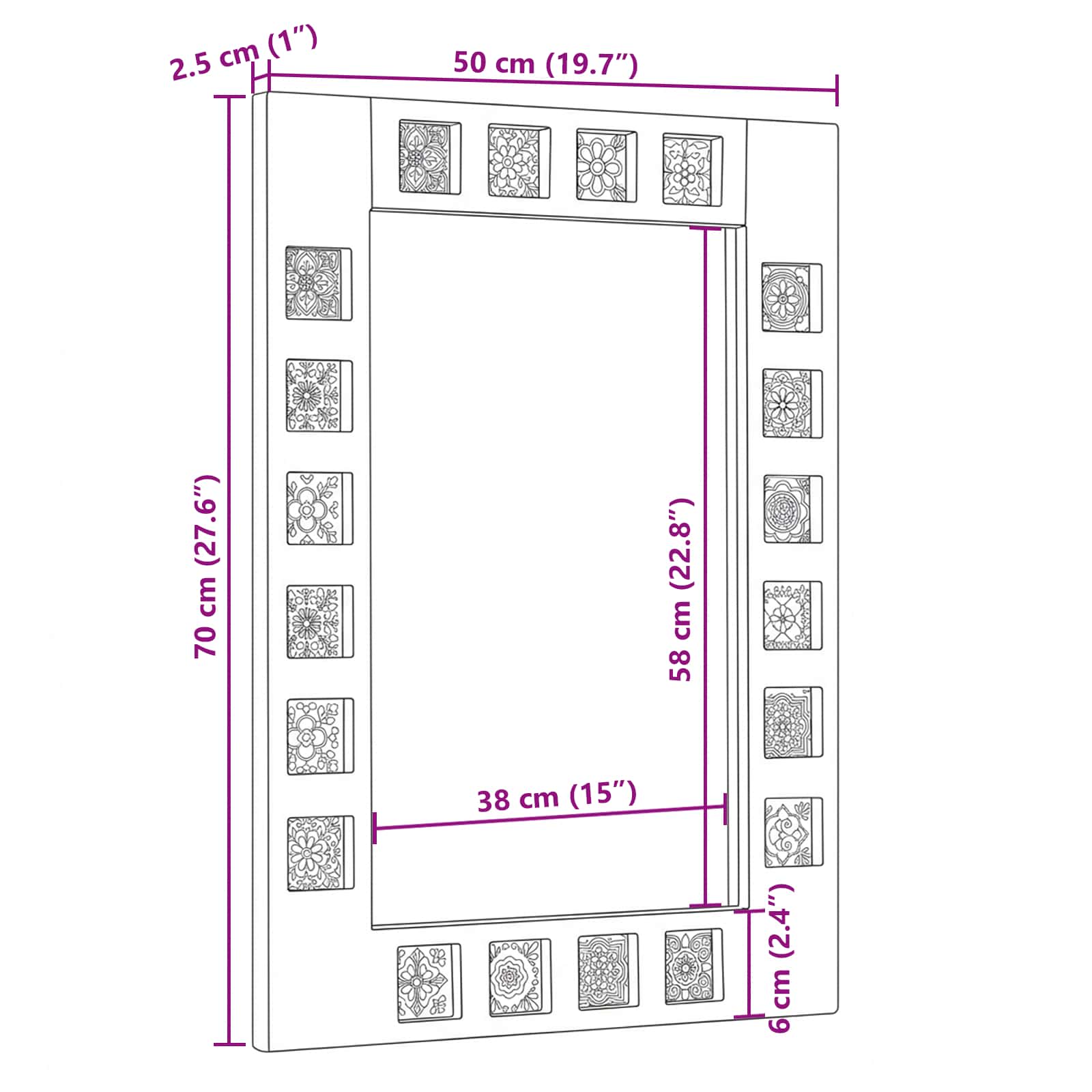 Badkamer Spiegel Naturel 50 x 70 x 3 cm Massief Mango Hout image 10