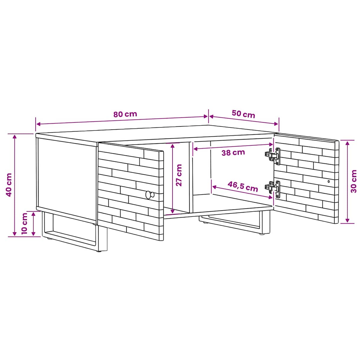 Sofabord Brun 80 x 50 x 40 cm Massivt mangotræ - Billede 11