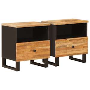 Noční skříňka 2 pcs Hnědá 40 x 33 x 46 cm Masivní mangové dřevo - obrázek 1