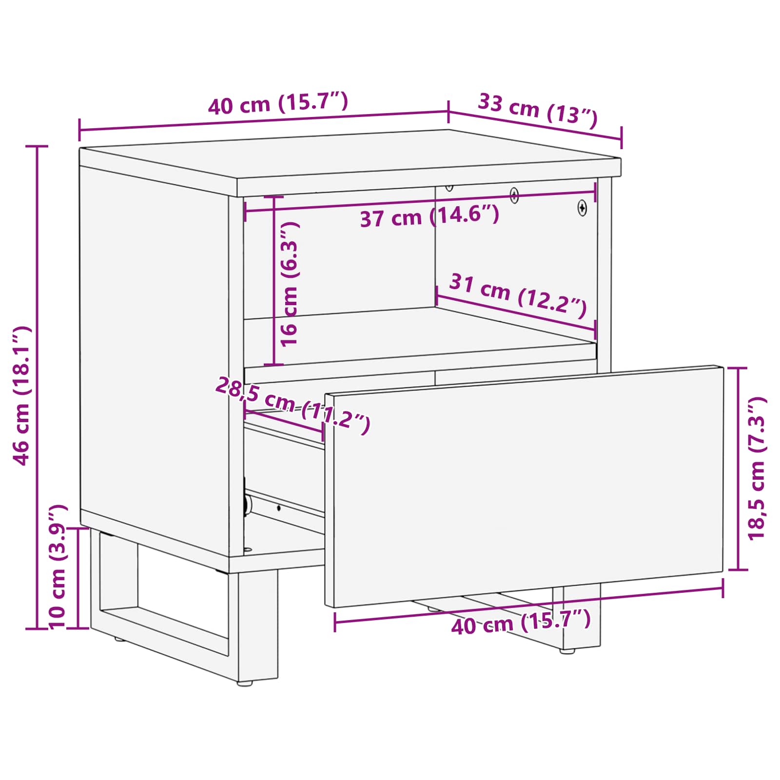 Bed kast 2 pcs Bruin 40 x 33 x 46 cm Massief Mango Hout image 12