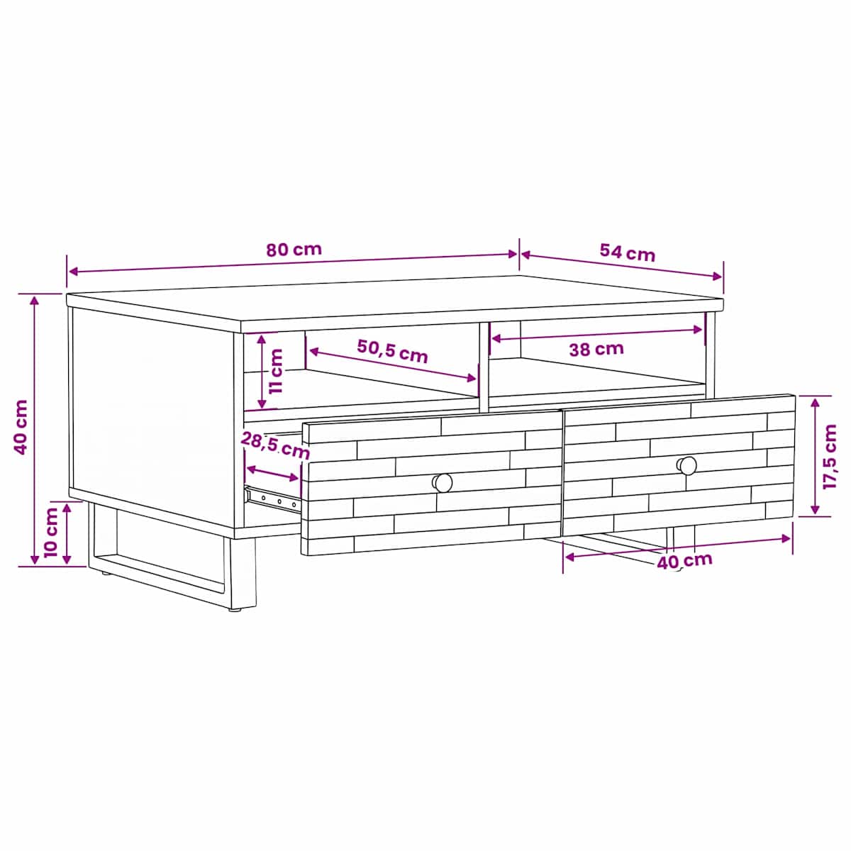 Sofabord Brun 80 x 54 x 40 cm Massivt mangotræ - Billede 11