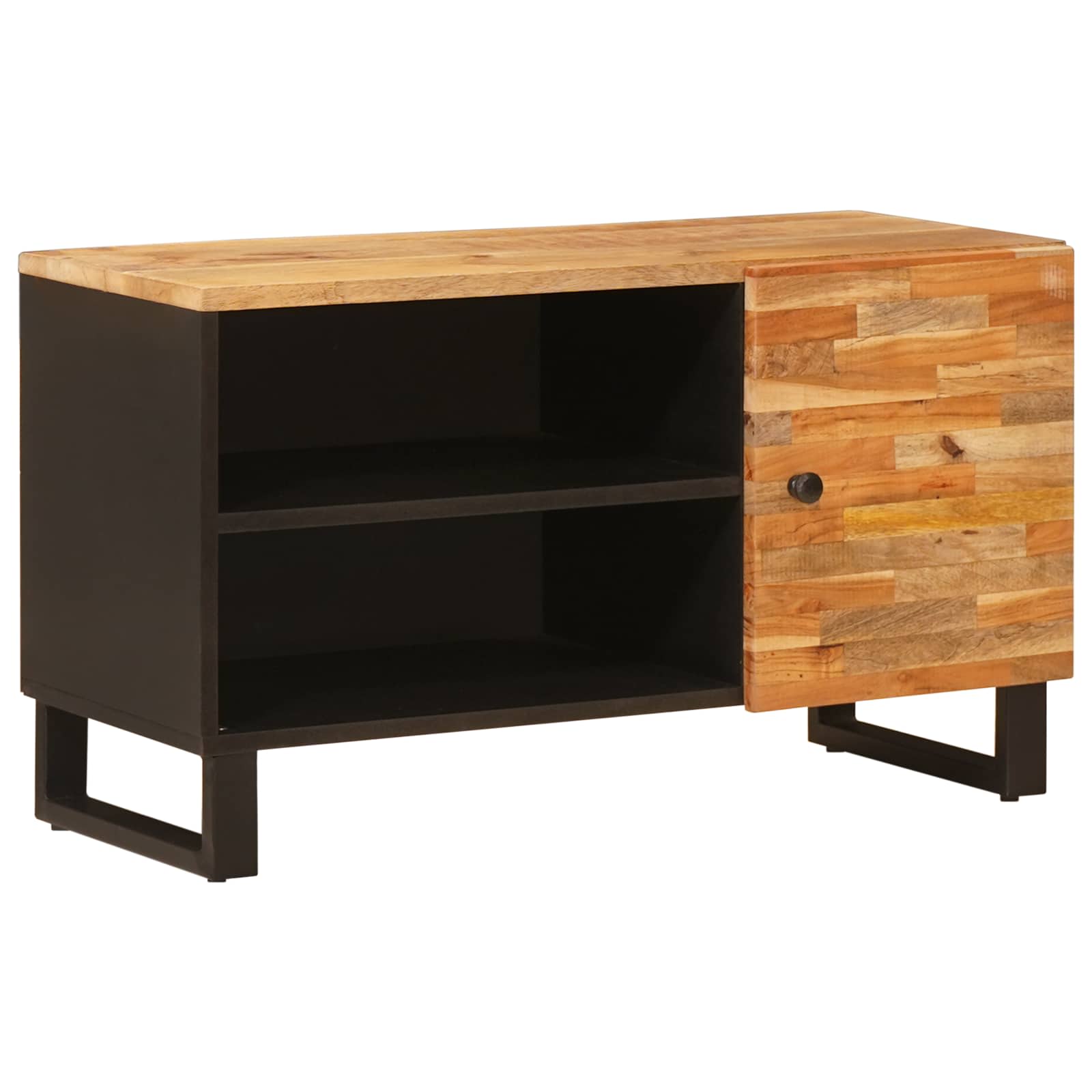 TV-kast met plank Bruin 80 x 31,5 x 46 cm Massief Mango Hout image 1