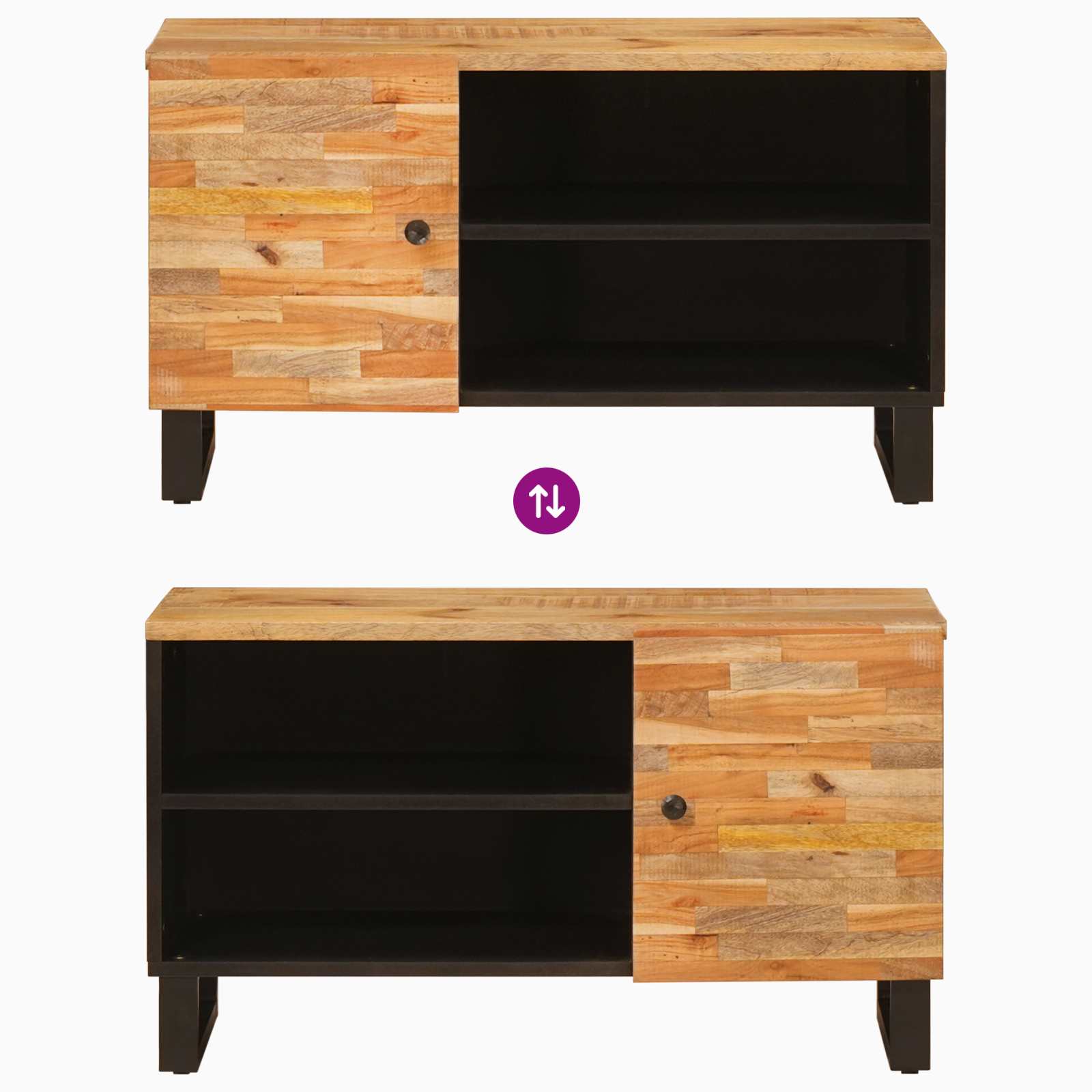 TV-kast met plank Bruin 80 x 31,5 x 46 cm Massief Mango Hout image 10