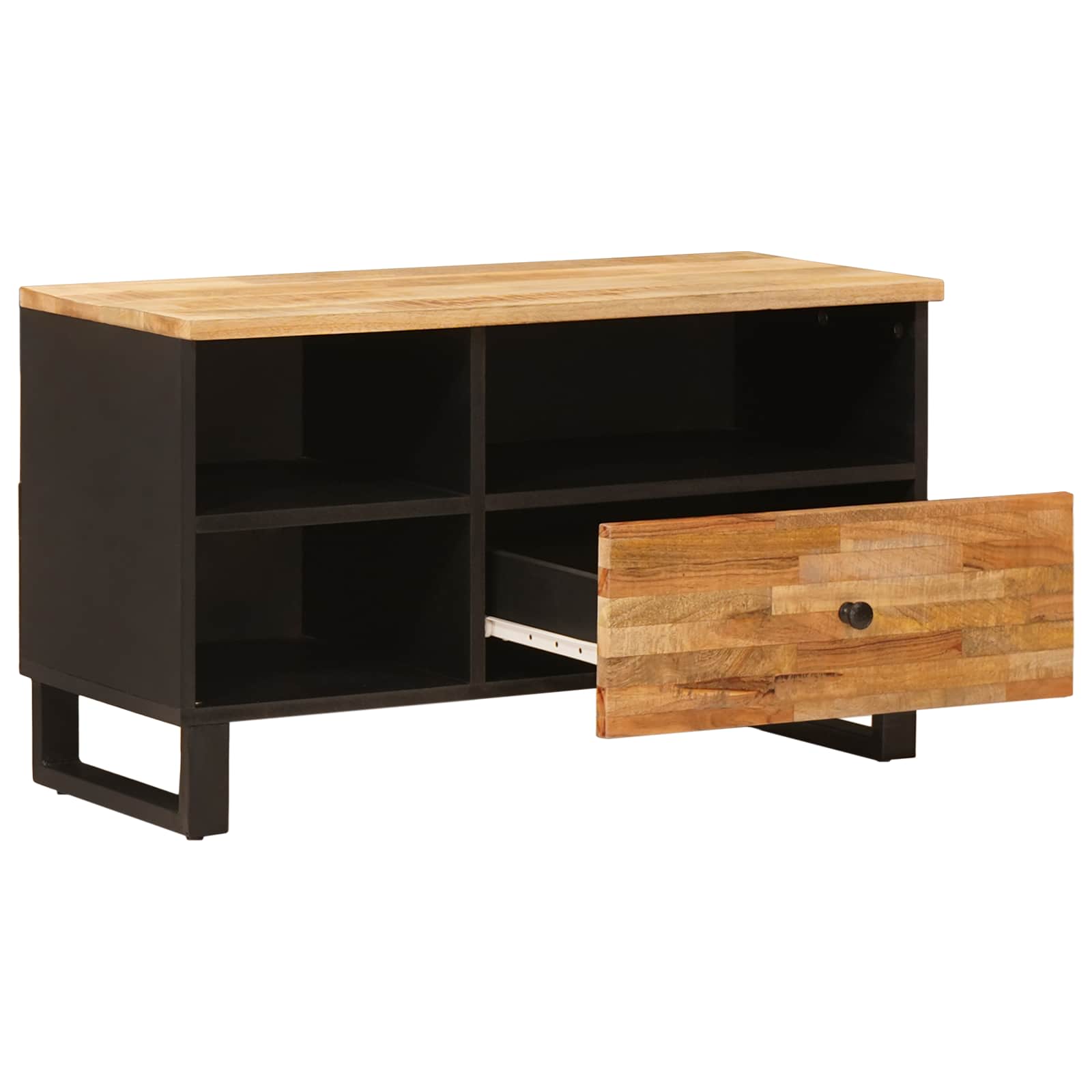 TV-kast met lade Bruin 80 x 33,5 x 46 cm Massief Mango Hout image 2