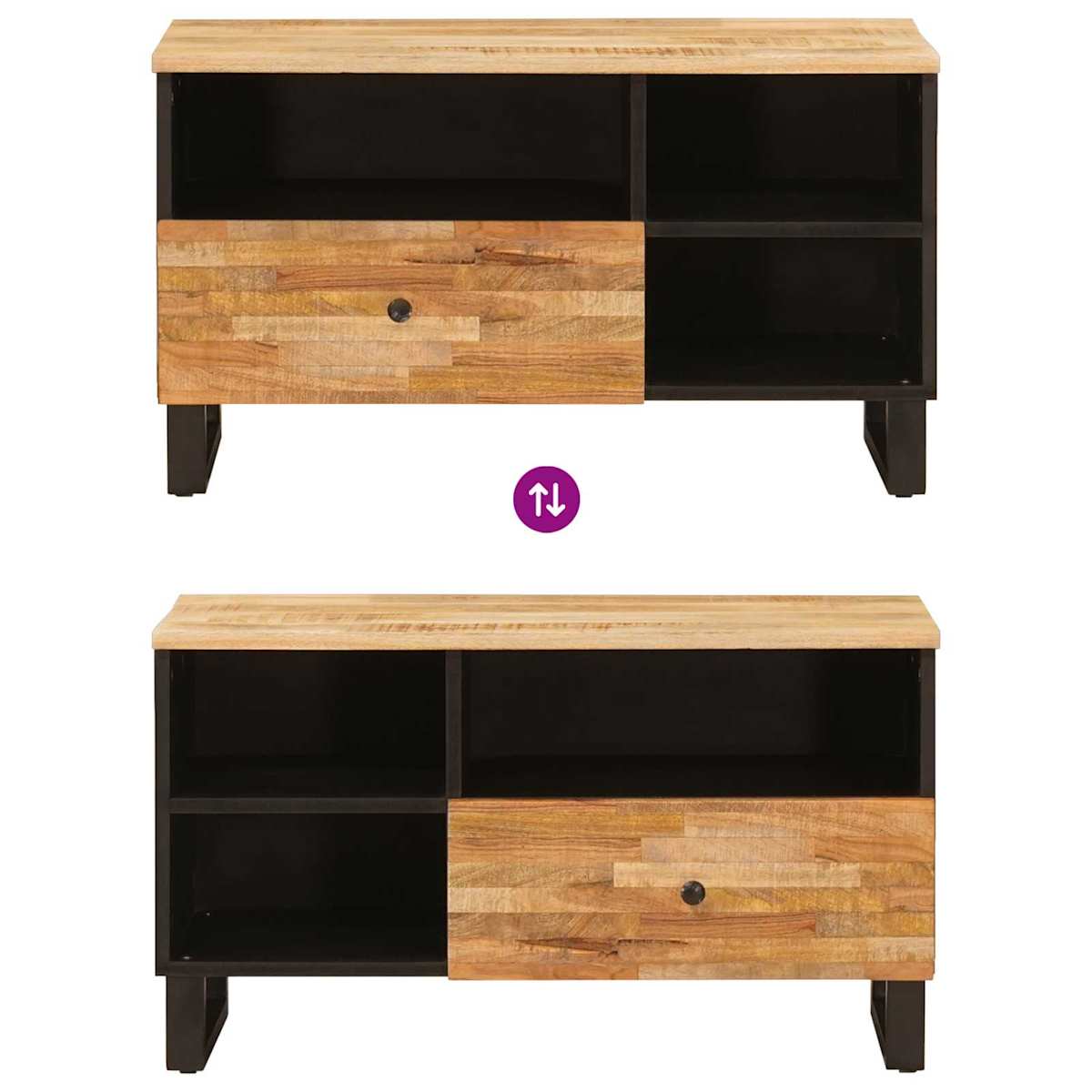 TV-skab Brun 80 x 33 x 46 cm Massivt mangotræ - Billede 10
