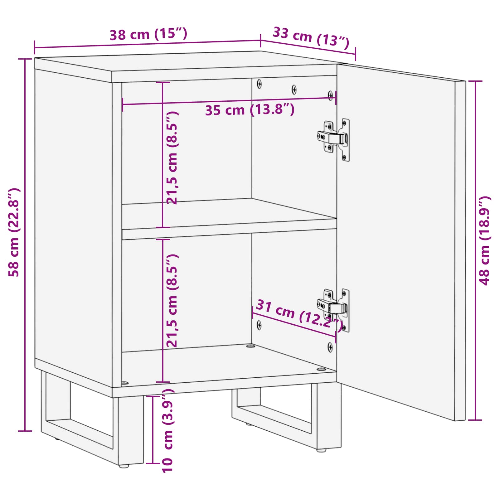 Badkamerkast Naturel 38 x 33,5 x 58 cm Massief Mango Hout image 12