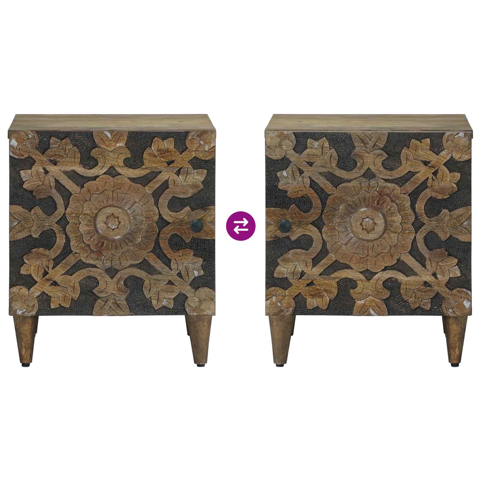 Nachtkastje Bruin 40 x 33,5 x 46 cm Massief Mango Hout image 10