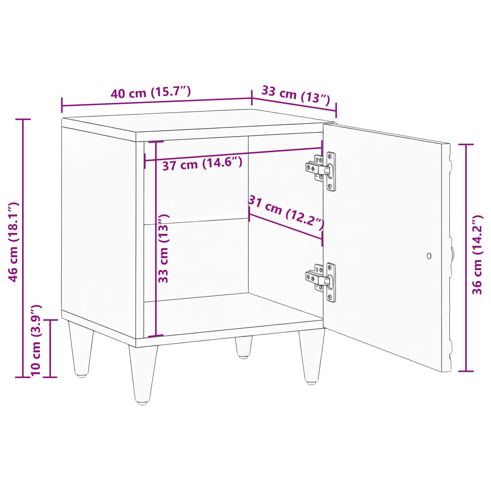 Nachtkastje 2 pcs Bruin 40 x 33,5 x 46 cm Massief Mango Hout image 12