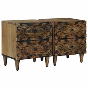 Nočna omarica 2 pcs Rjava 40 x 33,5 x 46 cm Masiven les manga