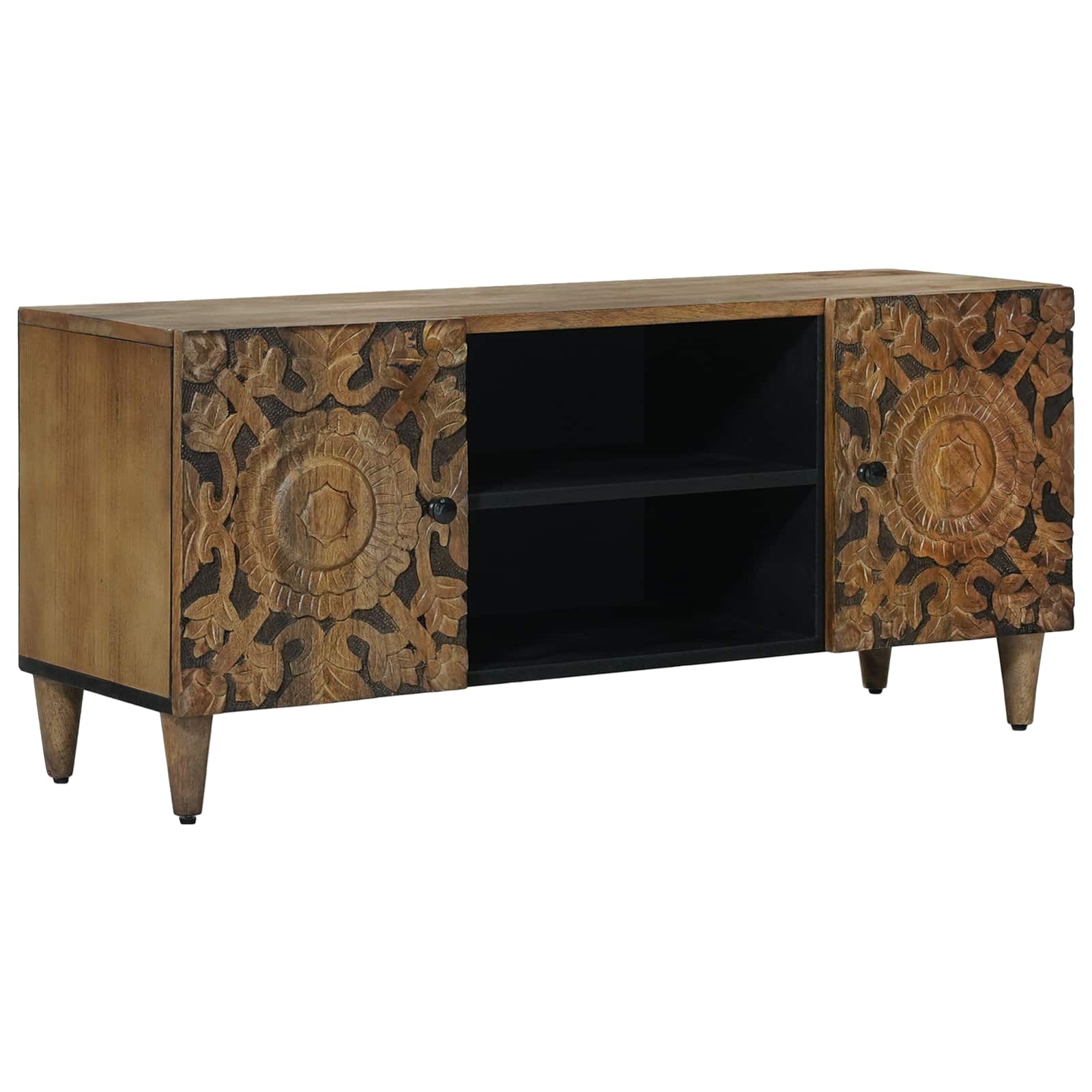 TV-kast met opslag Bruin 105 x 33,5 x 46 cm Massief Mango Hout image 1