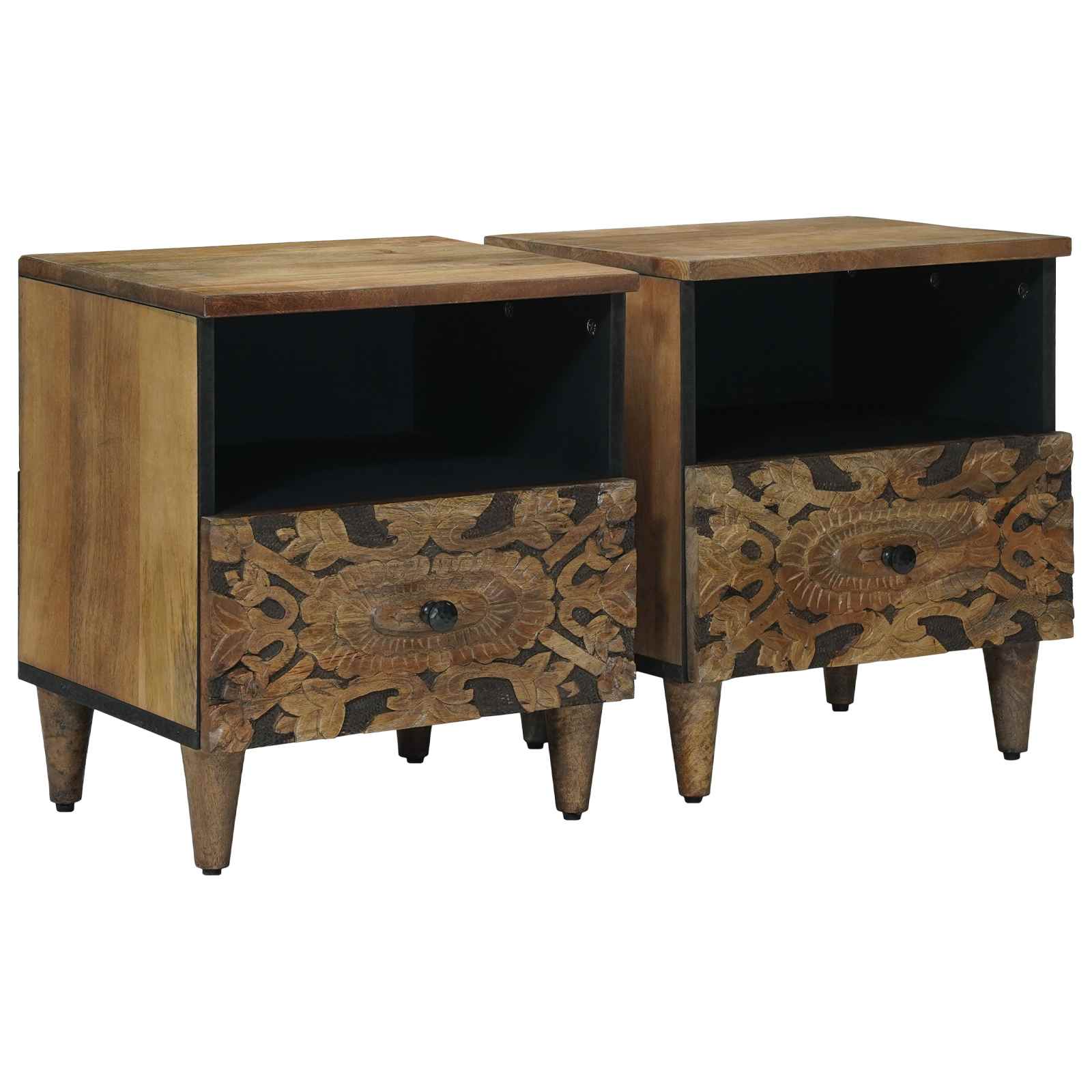 Bed kast 2 pcs Bruin 40 x 33 x 46 cm Massief Mango Hout image 1