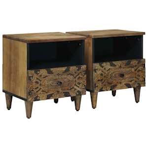 Posteljna omarica 2 pcs Rjava 40 x 33 x 46 cm Masiven les manga