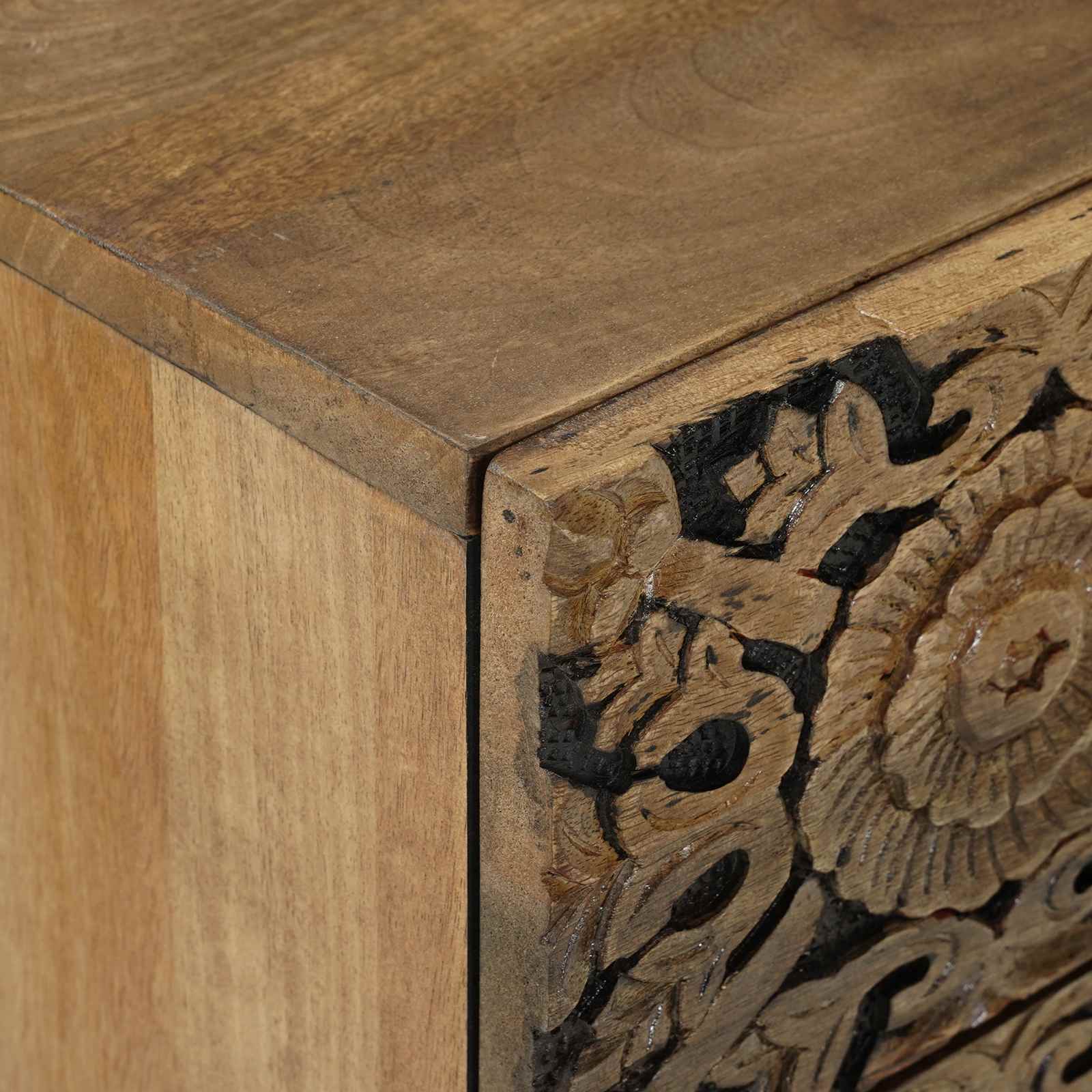 Bed kast met lade Bruin 50 x 33 x 60 cm Massief Mango Hout image 6