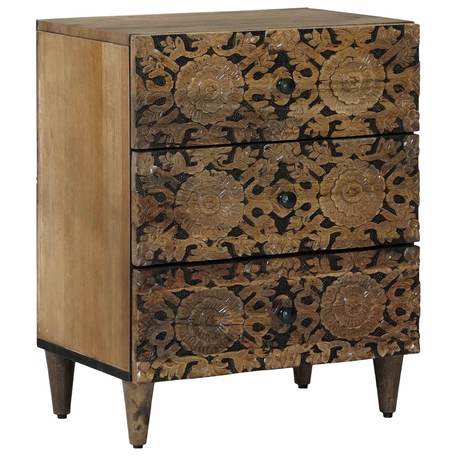 Bed kast met lade Bruin 50 x 33 x 60 cm Massief Mango Hout image 1