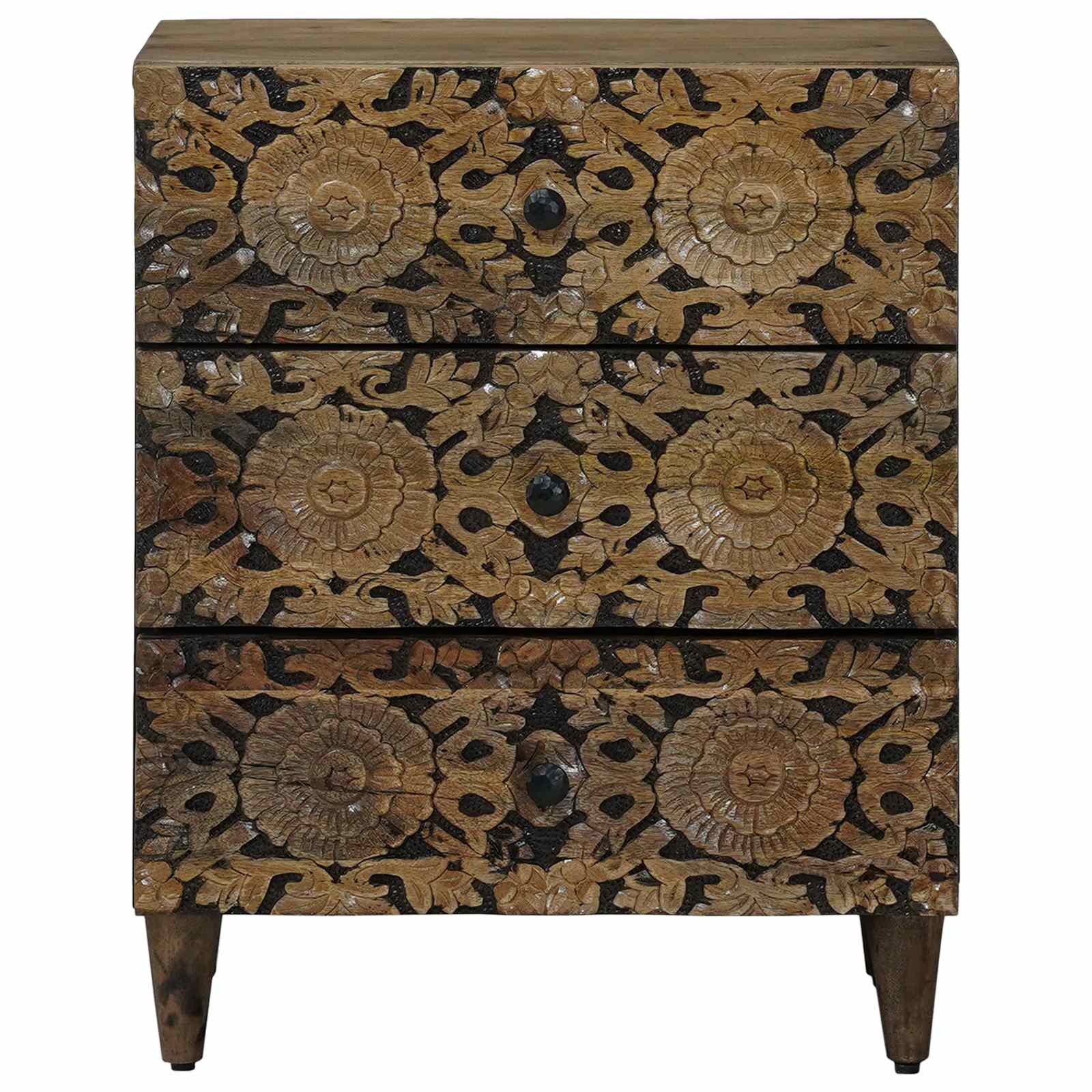 Bed kast met lade Bruin 50 x 33 x 60 cm Massief Mango Hout image 3