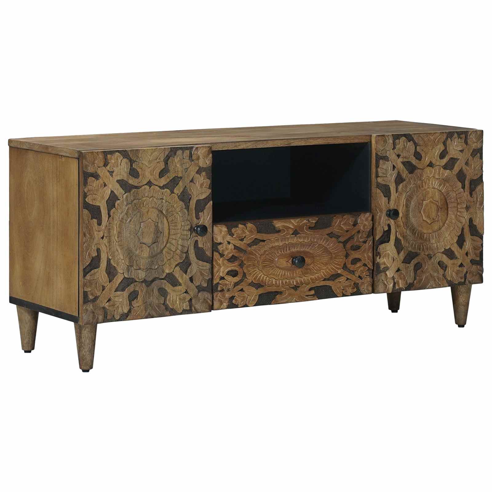 TV-kast met lade Bruin 105 x 33,5 x 46 cm Massief Mango Hout image 1