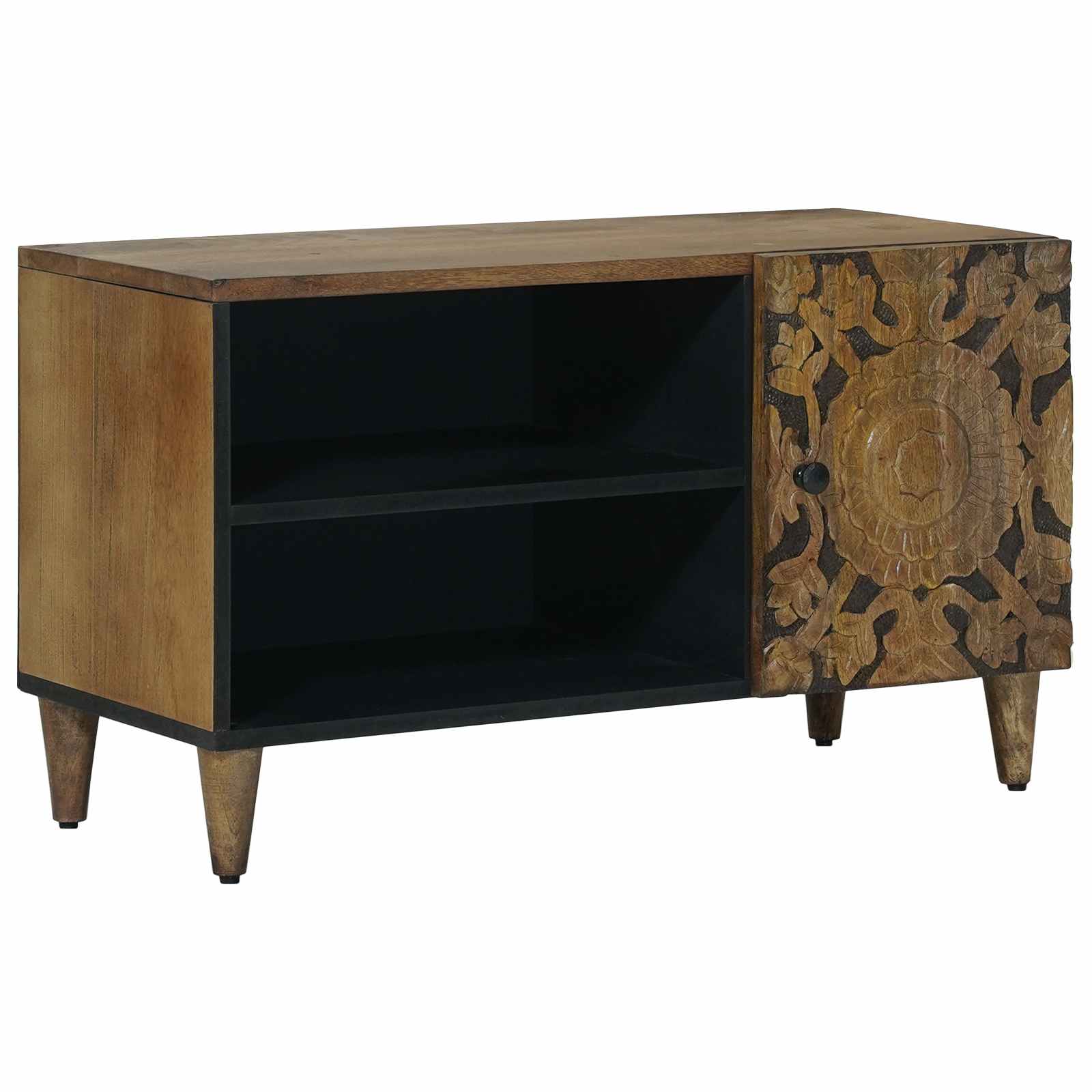 TV-kast met plank Bruin 80 x 31,5 x 46 cm Massief Mango Hout image 1