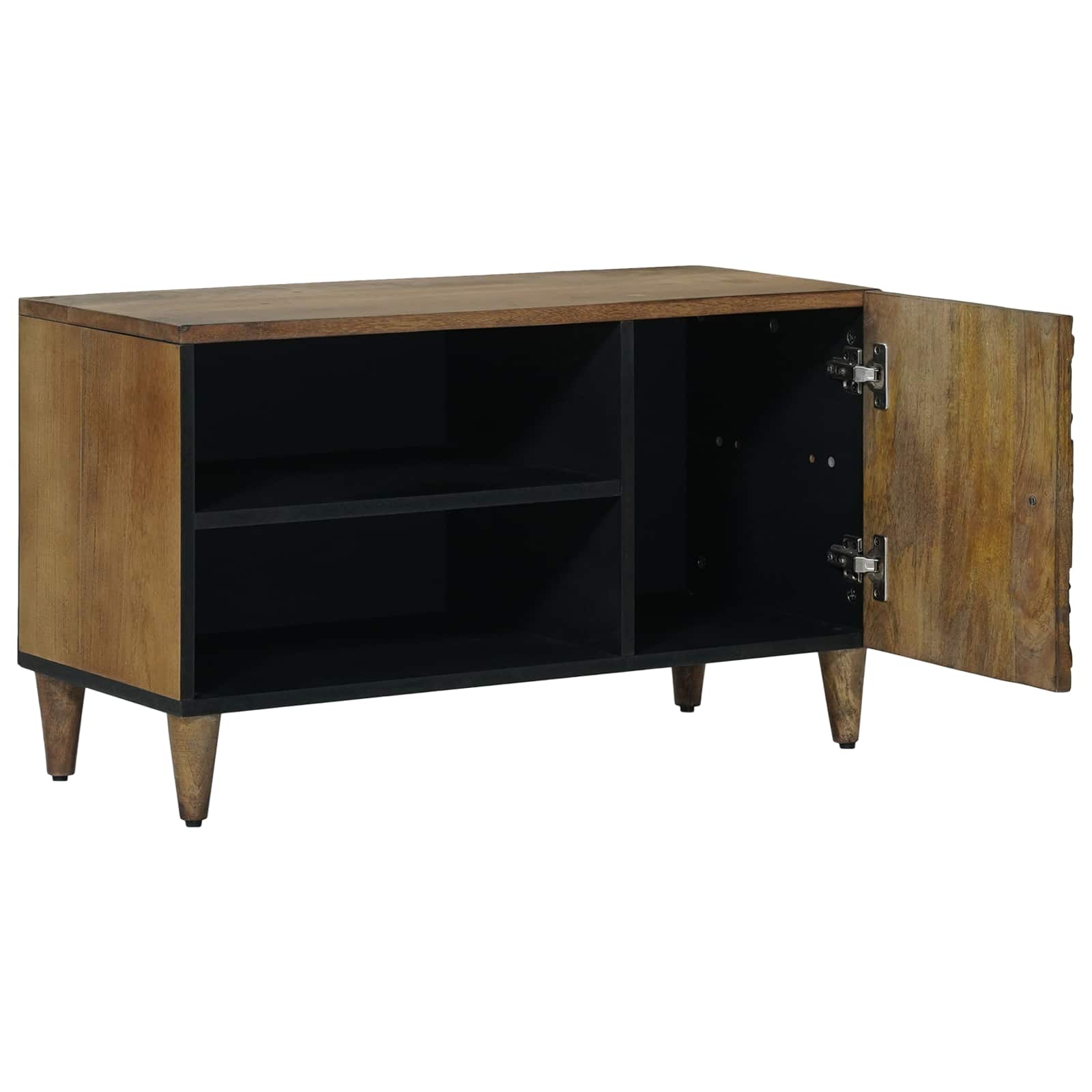 TV-kast met plank Bruin 80 x 31,5 x 46 cm Massief Mango Hout image 2