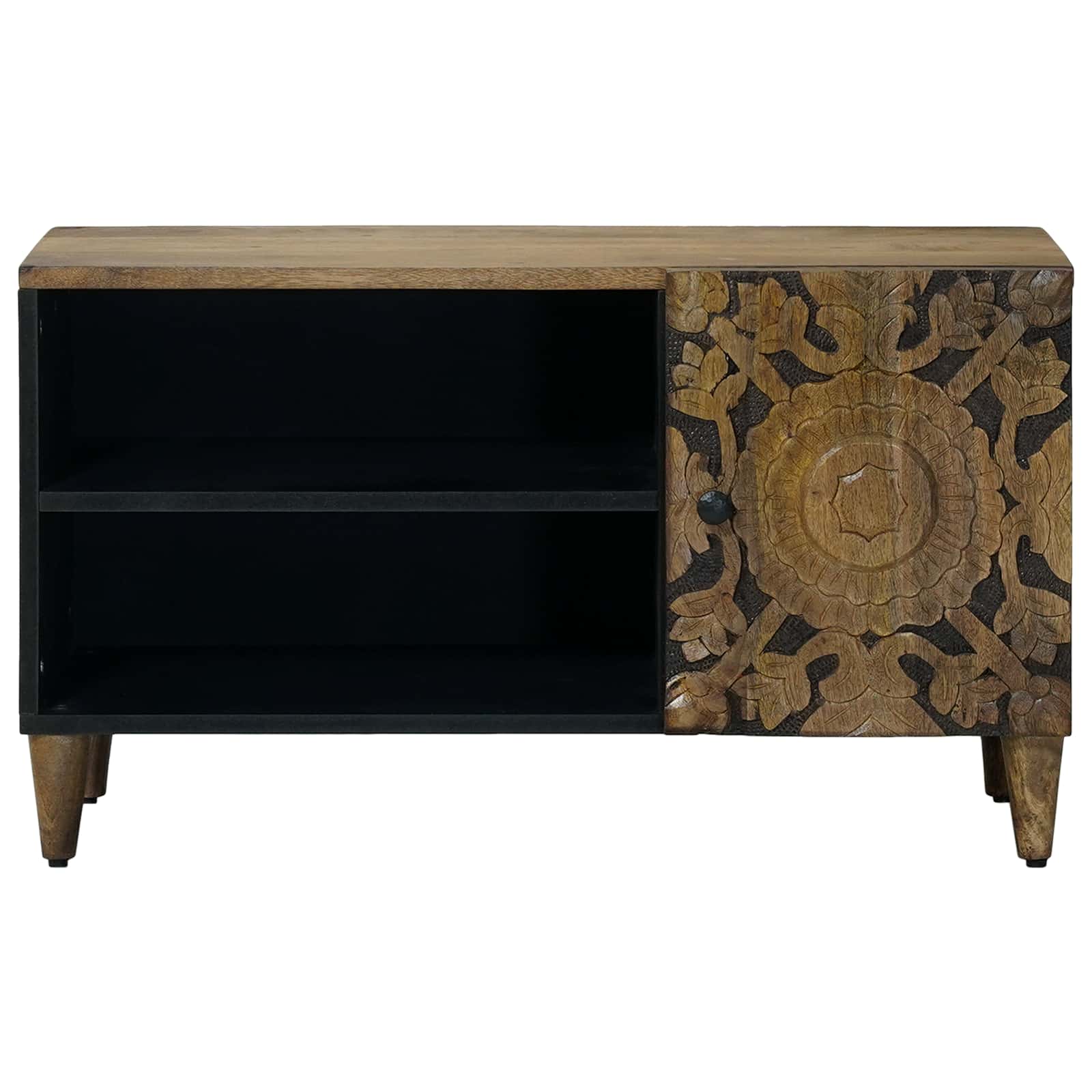 TV-kast met plank Bruin 80 x 31,5 x 46 cm Massief Mango Hout image 3